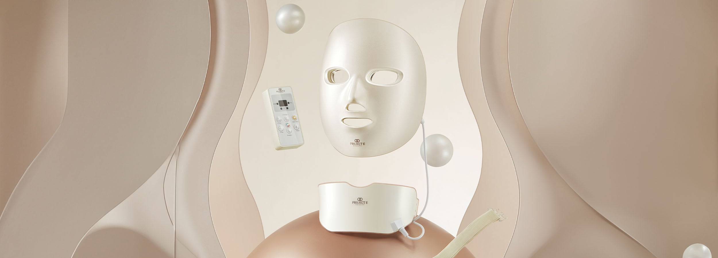 LED light therapy face and neck mask with controller