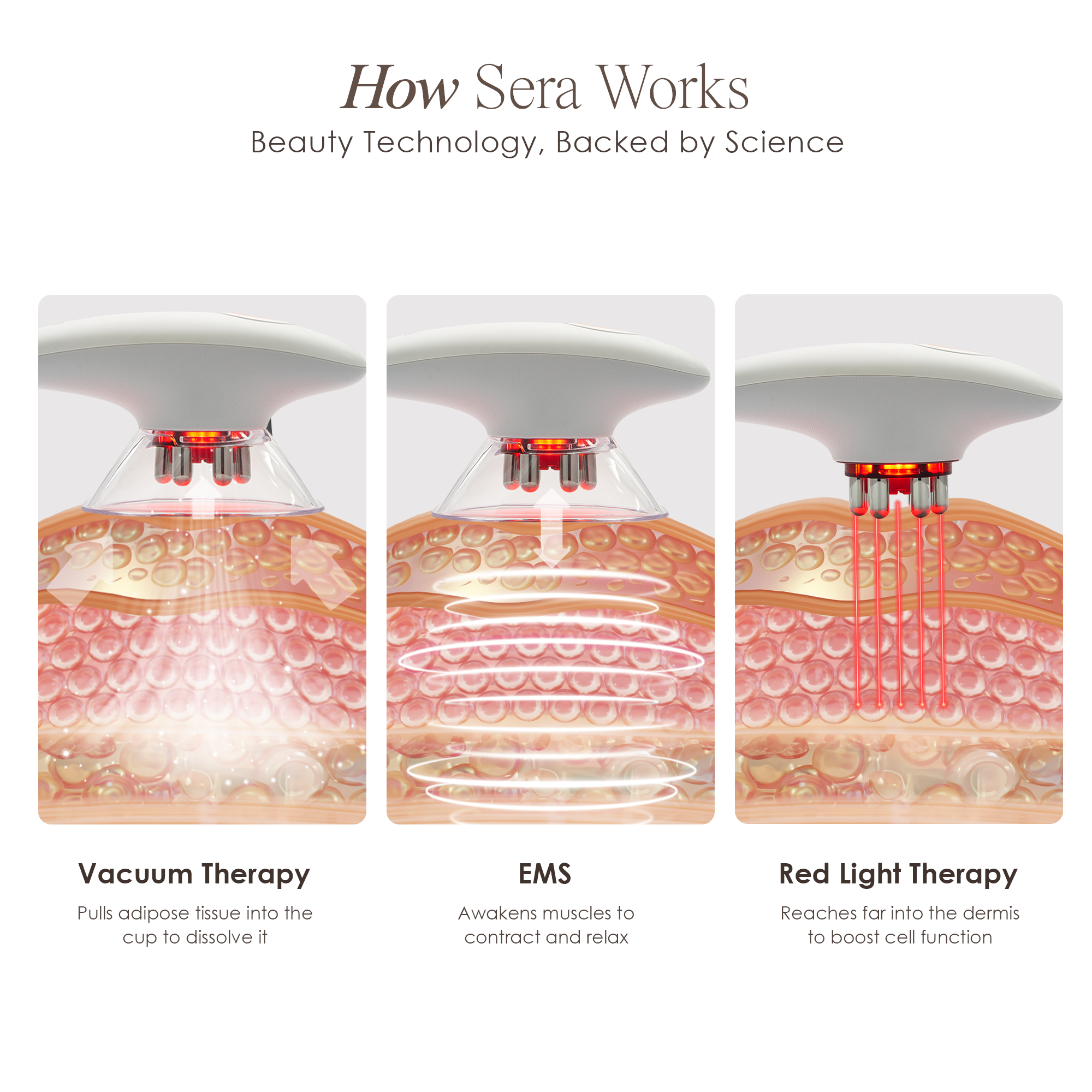 How Sera Works: Vacuum Therapy, EMS, Red Light Therapy