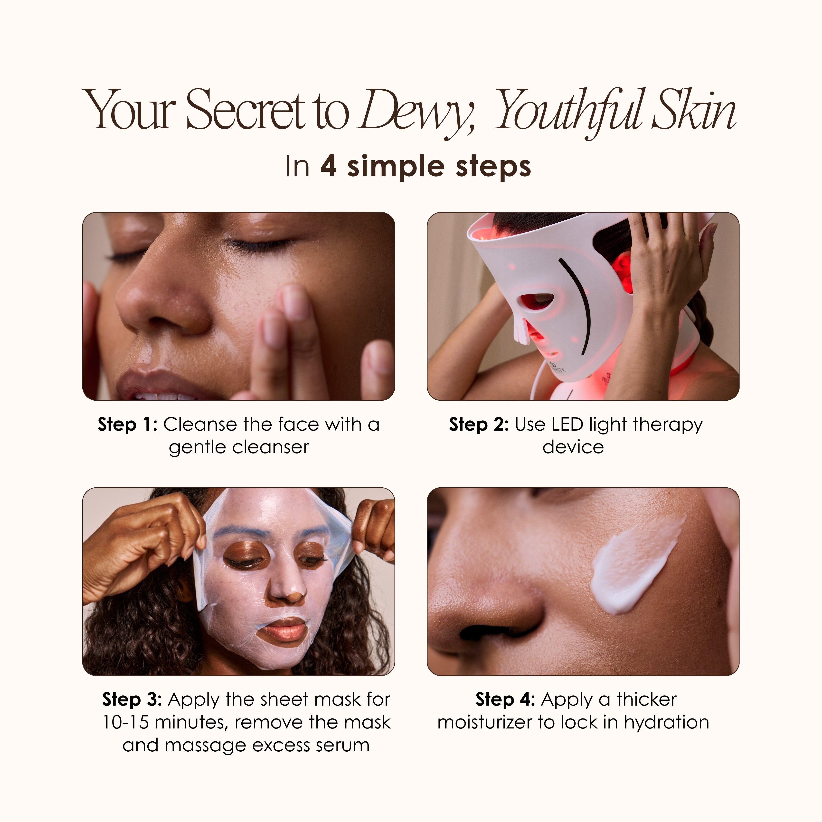 4 simple steps to dewy, youthful skin